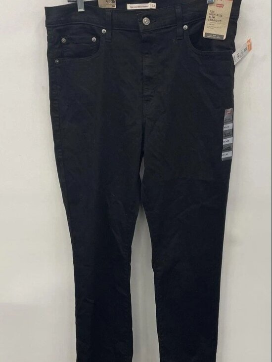 Levi's Denim - Levi's 724 Womens Black Denim High-Rise‎ Slim Fit Straight Jeans Size 33 x32